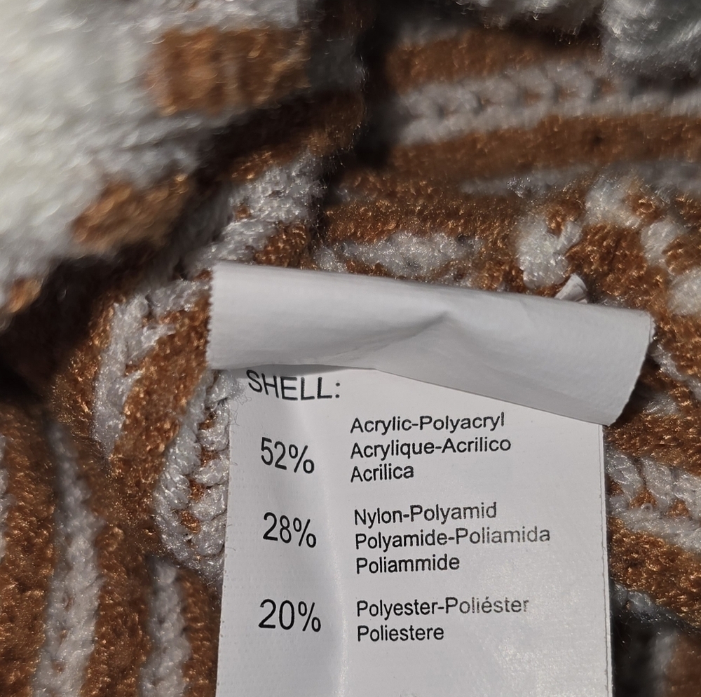 Sweater Women's Size Large Pullover Beige Burnt Orange Balloon Sleeve Ribbed - Picture 7 of 7
